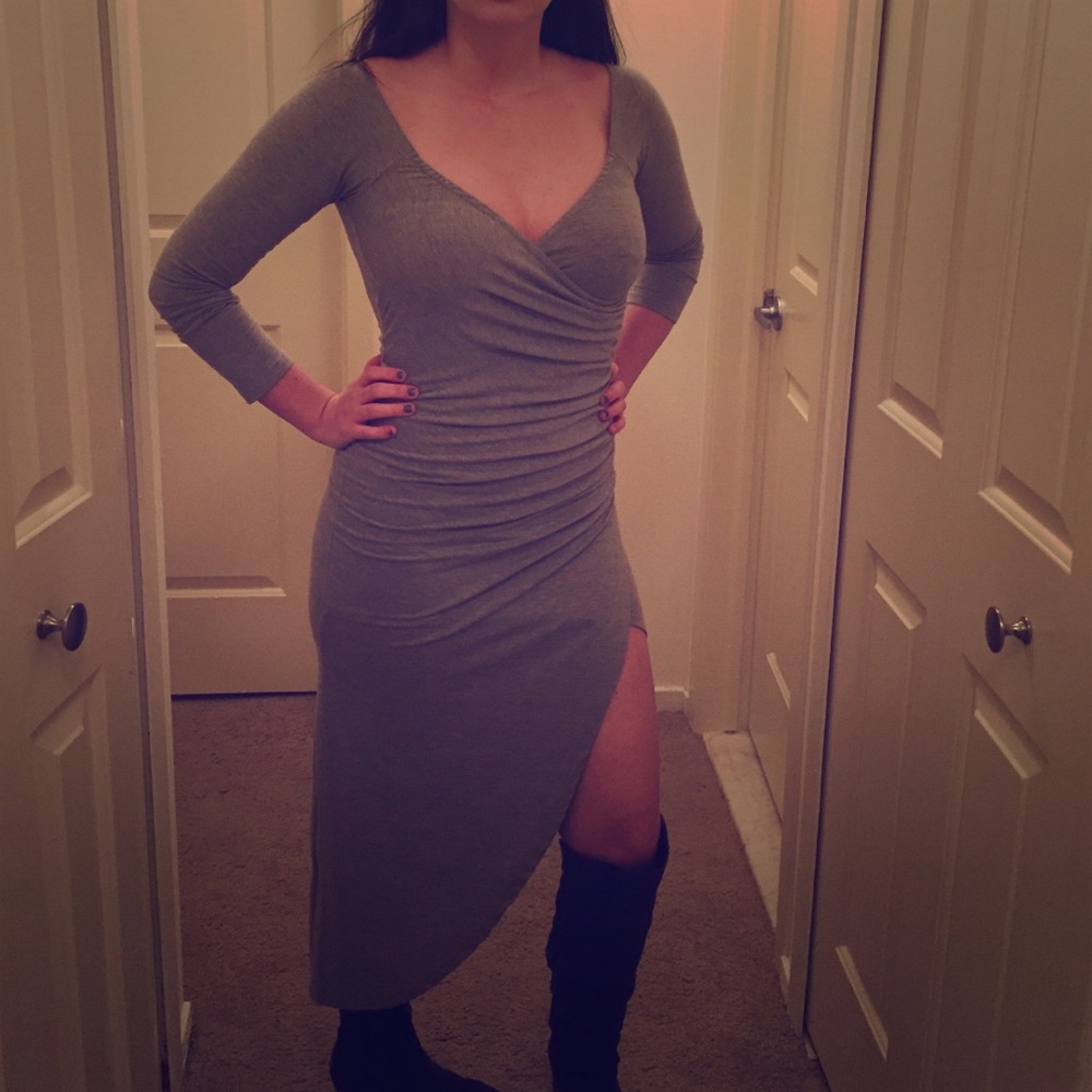 Akira Chicago long sleeved high side slit dress